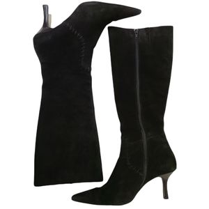 BP. Leather Upper Krystal Knee High Heel Suede Boots